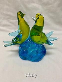 Vintage Murano Glass Love Birds Art Sculpture