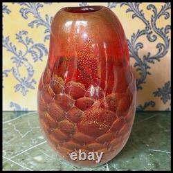 Vintage Murano Glass Marina & Susanna Sent Vase Sommerso Honeycomb Gold Fleck
