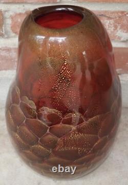 Vintage Murano Glass Marina & Susanna Sent Vase Sommerso Honeycomb Gold Fleck