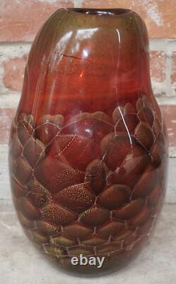 Vintage Murano Glass Marina & Susanna Sent Vase Sommerso Honeycomb Gold Fleck
