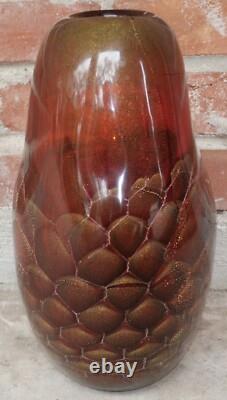 Vintage Murano Glass Marina & Susanna Sent Vase Sommerso Honeycomb Gold Fleck