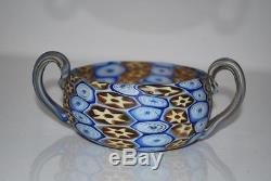 Vintage Murano Glass Millefiori Handled Bowl By Fratelli Toso