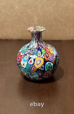 Vintage Murano Glass Millefiori Small Bud Vase, 3 1/2 Made In Italy