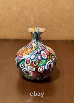 Vintage Murano Glass Millefiori Small Bud Vase, 3 1/2 Made In Italy