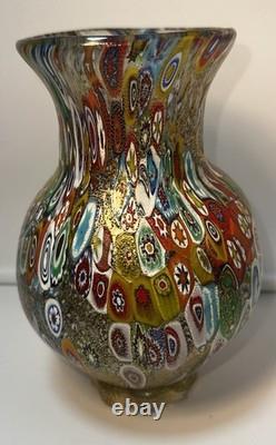 Vintage Murano Glass Millefiori Vase Colorful Art Glass Decor 8