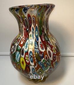 Vintage Murano Glass Millefiori Vase Colorful Art Glass Decor 8