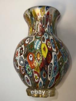 Vintage Murano Glass Millefiori Vase Colorful Art Glass Decor 8