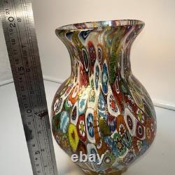 Vintage Murano Glass Millefiori Vase Colorful Art Glass Decor 8