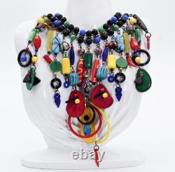 Vintage Murano Glass Millefiori Waterfall Bib Collar Statement Necklace RARE Vintage Murano Glass Millefiori Waterfall Bib Collar Statement Necklace RARE