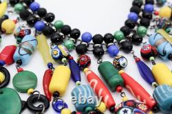 Vintage Murano Glass Millefiori Waterfall Bib Collar Statement Necklace RARE Vintage Murano Glass Millefiori Waterfall Bib Collar Statement Necklace RARE