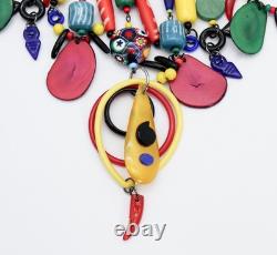 Vintage Murano Glass Millefiori Waterfall Bib Collar Statement Necklace RARE Vintage Murano Glass Millefiori Waterfall Bib Collar Statement Necklace RARE