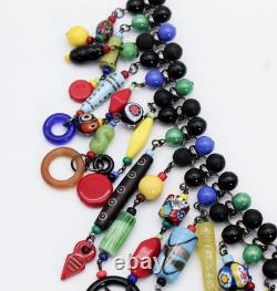 Vintage Murano Glass Millefiori Waterfall Bib Collar Statement Necklace RARE Vintage Murano Glass Millefiori Waterfall Bib Collar Statement Necklace RARE