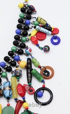Vintage Murano Glass Millefiori Waterfall Bib Collar Statement Necklace RARE Vintage Murano Glass Millefiori Waterfall Bib Collar Statement Necklace RARE