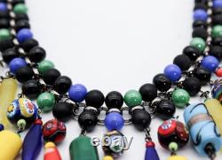 Vintage Murano Glass Millefiori Waterfall Bib Collar Statement Necklace RARE Vintage Murano Glass Millefiori Waterfall Bib Collar Statement Necklace RARE