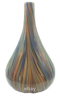 Vintage Murano Glass Multi Color Onion Skin Swirl Art Vase Detail Thick Heavy