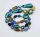 Vintage Murano Glass Necklace Blue Gold Foil Lampwork Bead Colorful Knotted