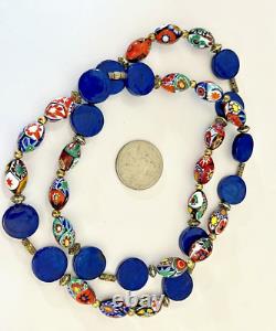 Vintage Murano Glass Necklace Millefiori Oval Bead Estate Jewelry Remade Rare