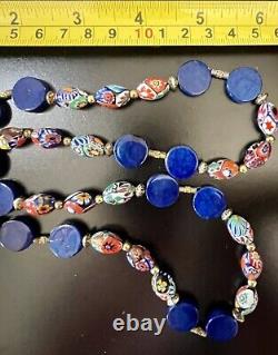 Vintage Murano Glass Necklace Millefiori Oval Bead Estate Jewelry Remade Rare