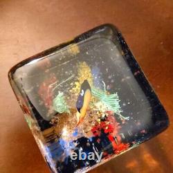 Vintage Murano Glass Paperweight Aquarium Mid Century Cube Rare