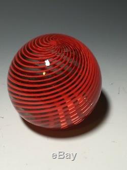 Vintage Murano Glass Paperweight Venini Italia Ribbon Swirl