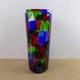 Vintage Murano Glass Pezzato Vase 11.75x4.75 VGC Red Blue Green & Clear Patch