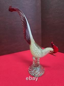 Vintage Murano Glass Pheasant Bird Figurine 13.5in