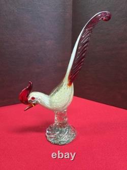 Vintage Murano Glass Pheasant Bird Figurine 13.5in