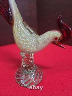 Vintage Murano Glass Pheasant Bird Figurine 13.5in