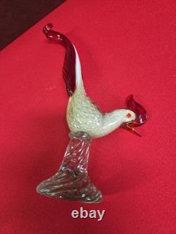 Vintage Murano Glass Pheasant Bird Figurine 13.5in