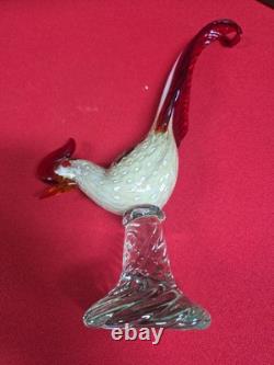 Vintage Murano Glass Pheasant Bird Figurine 13.5in