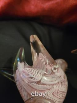 Vintage Murano Glass, Pink Lovebirds On Branch