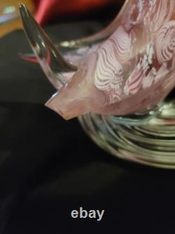 Vintage Murano Glass, Pink Lovebirds On Branch