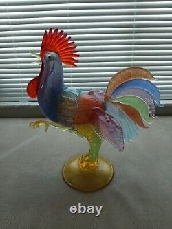 Vintage Murano Glass Rooster Sculpture 15 H X 14 W Chicken Hen Bird- Italy
