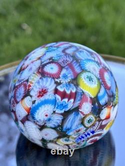 Vintage Murano Glass Scrambled Millefiore Paperweight