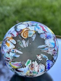 Vintage Murano Glass Scrambled Millefiore Paperweight