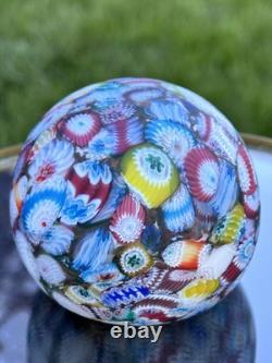 Vintage Murano Glass Scrambled Millefiore Paperweight