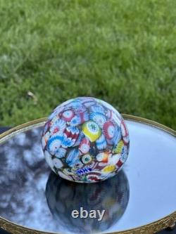 Vintage Murano Glass Scrambled Millefiore Paperweight