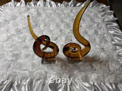 Vintage Murano Glass Sculpture Caramel Solid Art Glass circa 1980s made in Italy