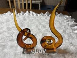 Vintage Murano Glass Sculpture Caramel Solid Art Glass circa 1980s made in Italy
