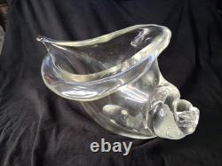 Vintage Murano Glass Sculpture Licio Zanetti Signed Cornucopia Clear Glass Blown