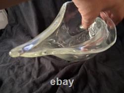 Vintage Murano Glass Sculpture Licio Zanetti Signed Cornucopia Clear Glass Blown