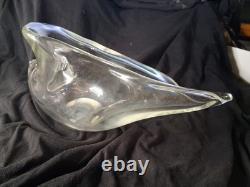Vintage Murano Glass Sculpture Licio Zanetti Signed Cornucopia Clear Glass Blown