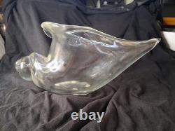 Vintage Murano Glass Sculpture Licio Zanetti Signed Cornucopia Clear Glass Blown
