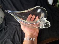 Vintage Murano Glass Sculpture Licio Zanetti Signed Cornucopia Clear Glass Blown