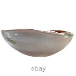 Vintage Murano Glass Sommerso Ashtray Red White Clear Bowl Triangular Italy