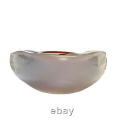 Vintage Murano Glass Sommerso Ashtray Red White Clear Bowl Triangular Italy