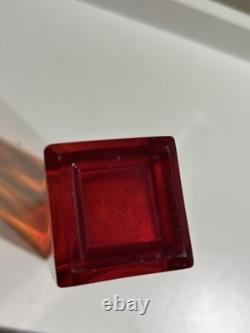 Vintage Murano Glass Sommerso Block Vase Mandruzzato Red Orange Italian 17.5cm