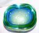 Vintage Murano Glass Sommerso Geode Bowl Blue Green 1960's 1970's