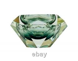 Vintage Murano Glass Sommerso Mandruzzato Faceted Bowl Smoked Gray and Clear