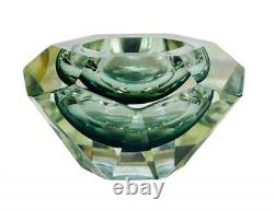 Vintage Murano Glass Sommerso Mandruzzato Faceted Bowl Smoked Gray and Clear